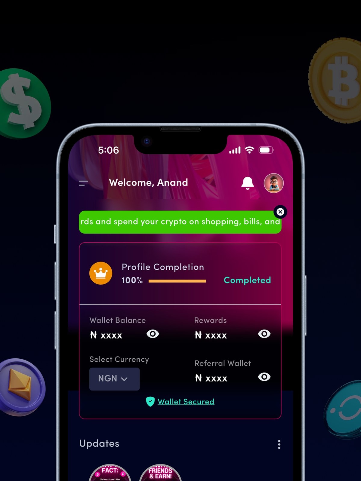 Flutter Crypto App for iOS, Android, Web & Desktop
